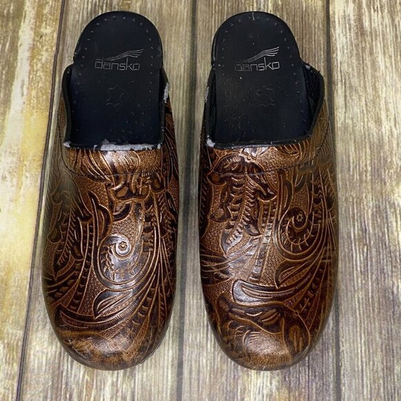Dansko Stamped Leather Professional Clogs Women's Size 39 (US 8.5-9) - Picture 2 of 11
